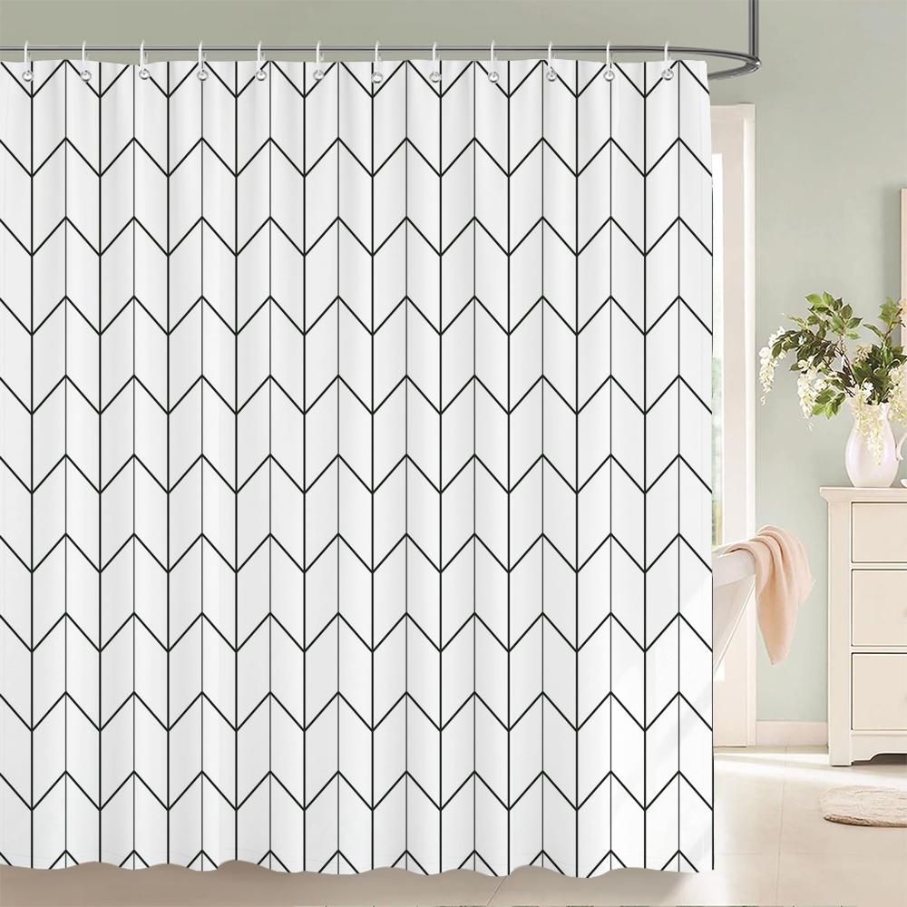 

Waterproof Shower Curtains For Bathroom Home Decor Polyester Fabric Shower Curtains Geometric Pattern Multi-Size Shower Curtains W60H190(CM)-1 Pcs