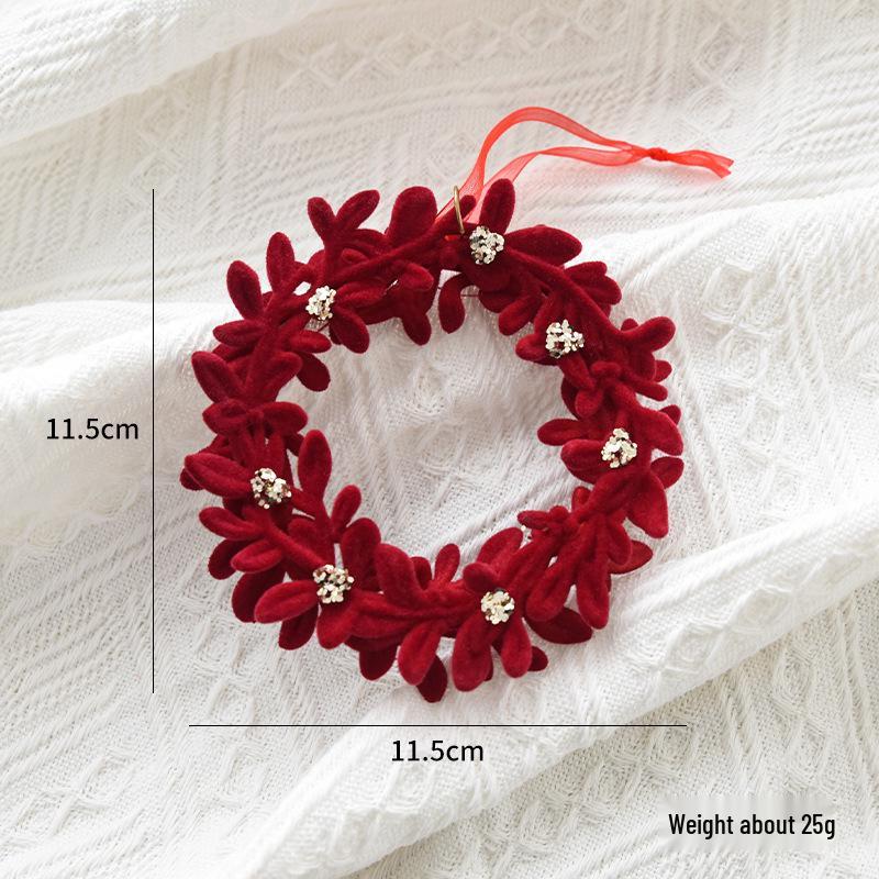 NUCHI Christmas Decoration: Red Flocked Reindeer Bell Ornament for Tree