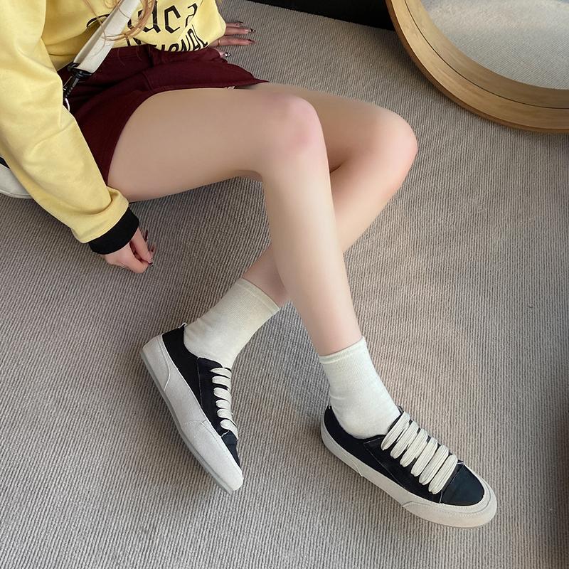 2024 Spring Autumn Flat Bottom White Silk Spanish Niche Canva Women's Single Shoes Sport Casual Shoes Rubber Materia