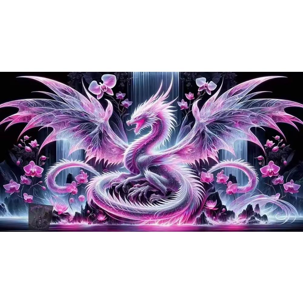 Large Size Mosaic DIY Full Diamond Painting Kits Art Fantastic Dragon and Flowers Embroidery Cross Stitch Rhinestones