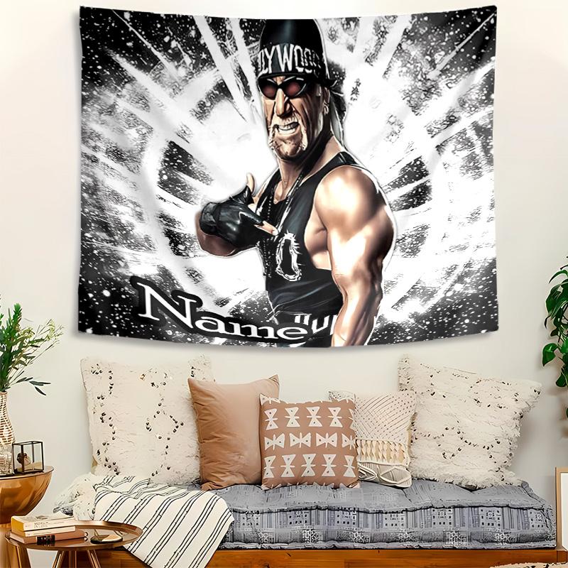 Personalized Hulk Hogan Background Tapestry,Custom Name Birthday Party,Multifunctional Wall Decoration for Home Decor,Various Occasions