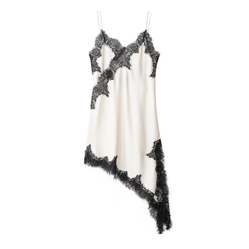 Abito in Pizzo Asimmetrico Europeo e Americano Primavera 2025 - Design Sexy Pura Desiderio