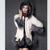 Aux Fur Coat Women Autumn and Winter Mink Coat Fox Fur Collar Hooded Jacket Plus Size 6XL Top Fur Female Christmas Clothes