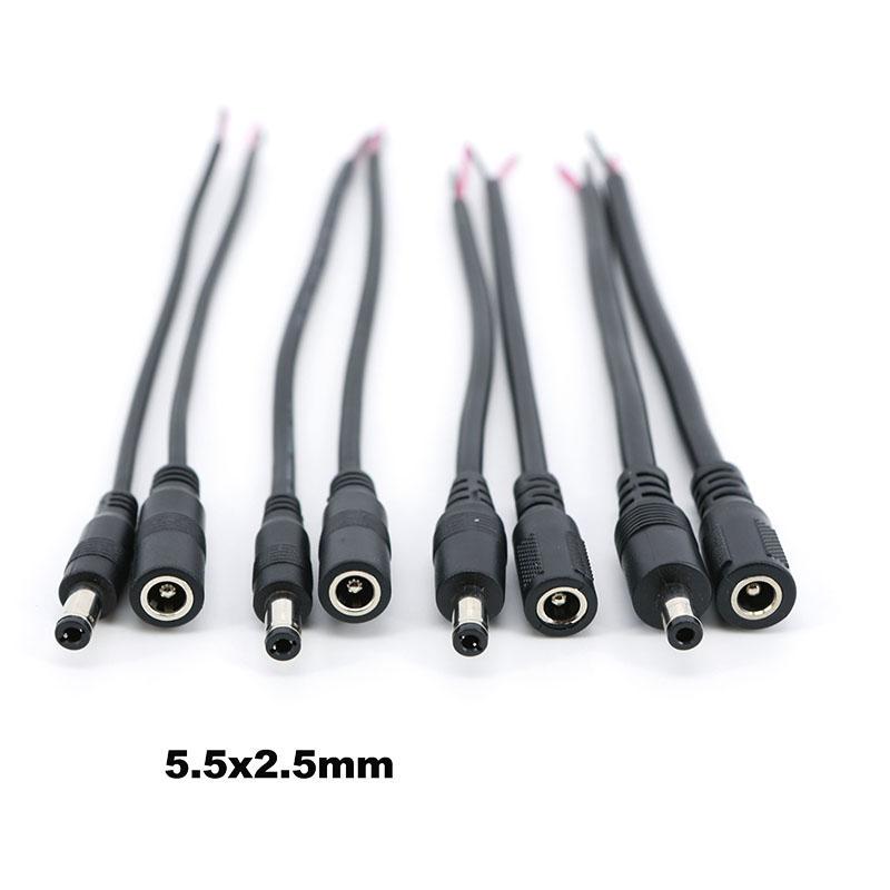 0.2M 0.18M 5.5x2.5MM 2pin DC Male Female 22/20/18/16awg Power Connector Plug Cable Wire Supply Repair Cable 5525 DC5525 Pigtails