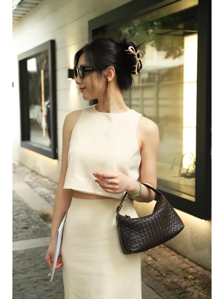 Handmade Lambskin Chain Crossbody Women's Dumpling Handbag