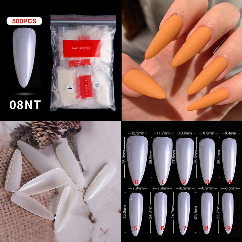 500Pcs/Bagged False Nail Tips Acrylic Practice Nail Capsules Artificial Nails Soft Gel Full Cover Coffin Nail Tips Manicure Tool