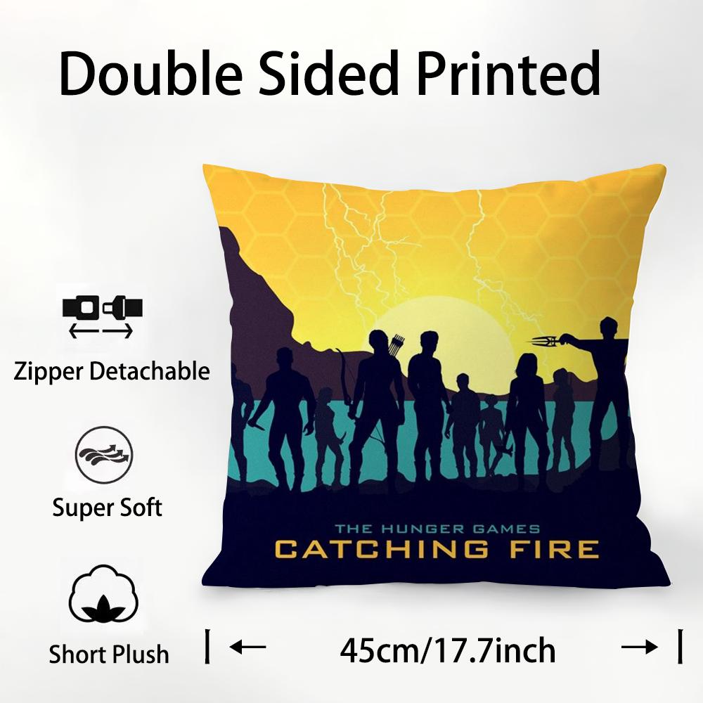 

The H-Hunger Games Pillow Case Plush Fabric Soft Double Sided Print Sofa Cushion Cover Throw Pillow Covers 12x12Inch