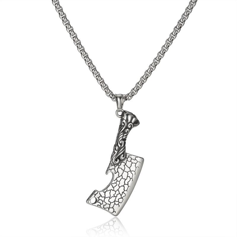 

Personalized Retro Punk Style Stainless Steel Irregular Kitchen Knife Pendant Trendy Hip-hop Men s Necklace