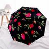 1pc Red Rose Pattern Folding Umbrella | Elegant Design, Fashionable Accessory, Durable Construction, Sturdy Ribs Yy251107106