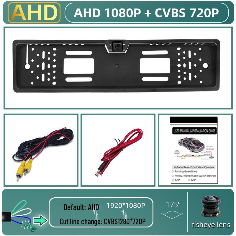 European Car License Plate Frame with LED Light and HD AHD Backup Rearview Camera