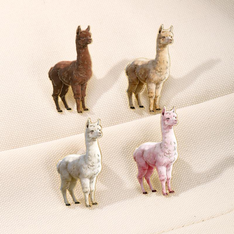 1Pcs Cute 4 Color Cartoon Alpaca Metal Pins For Clothes Bags Backpack Lapel Badge Gifts For Friends