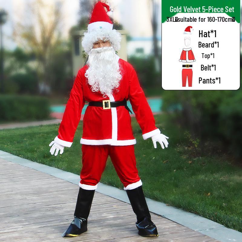 Adult Santa Claus Costume Set - Men's & Women's Plus Size Christmas Outfit