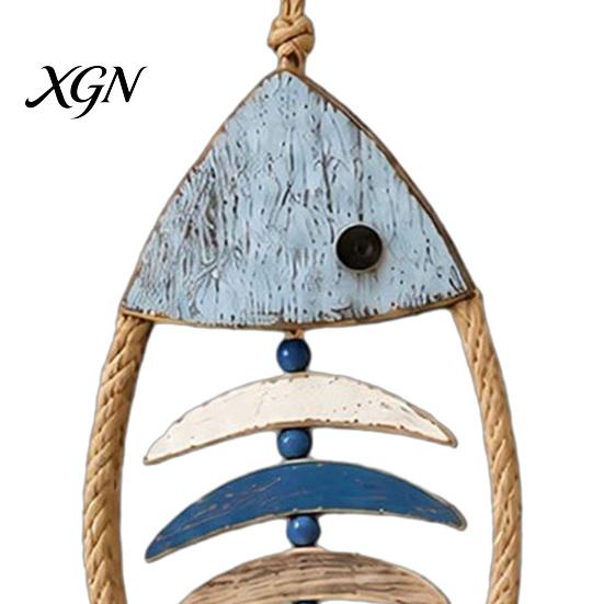 Corrosion Resistant Indoor Decor Wooden Fish Wall Hanging Pendant With/Without LED Light, Nautical Decor, Coastal Theme Fishbone Decorative
