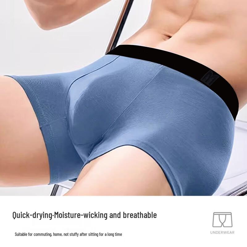 Mianxiaonian Men's Xinjiang Cotton Antibacterial Boxer Briefs 4-Pack