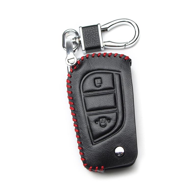 Leather Car Key Cover for 2017 Toyota Models: Corolla, Camry, Crown, Levin, Reiz, RAV4, Highlander