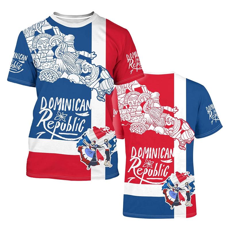 Dominican Republic T-shirt Men Women 3D Printing National Flag And Emblem Crew Neck