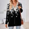 Womens Tops Loose V-neck Contrast Color Split Loose Long Sleeve T-shirt Women's Tops