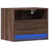 VidaXL Wall-mounted Bedside Table with LED Lights Brown Oak, Floating Bedside Table, Phone Holder, Table of 852073