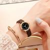 Soft Leather Strap Student Wristwatch Round Dial Quartz Clock  For Men and Women
