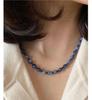 Blue Phosphorite & Garnet Sterling Silver Necklace & Bracelet Set - Elegant Natural Stone Jewelry for Women