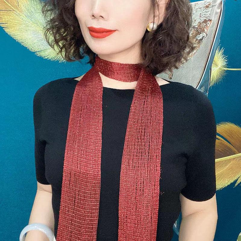 Four Seasons with Streamer Towel Temperament Fashionable Women Summer Scarf