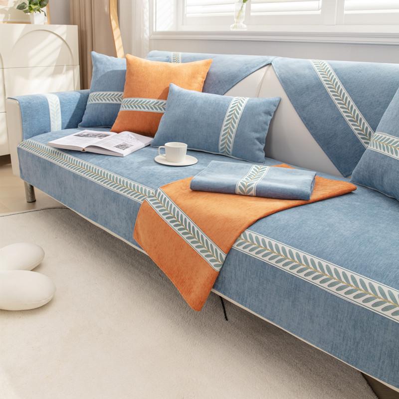 All Seasons Universal Solid Color Chenille Webbing Sofa Cushion Modern Simple Plain Non-slip Sofa Cushion Towel