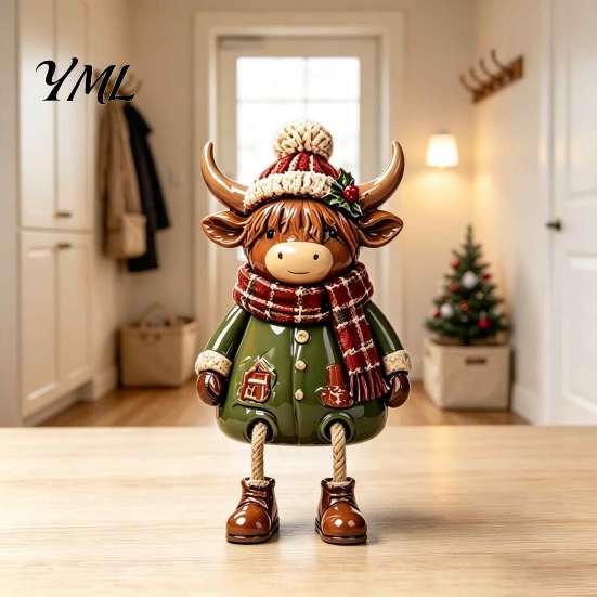 Decorative Fireplace Mantel Figures Christmas Shelf Sitter Figurines, Retro Farm Animal Hanging Leg Decor, Farmhouse Style Holiday Decor Ornaments for