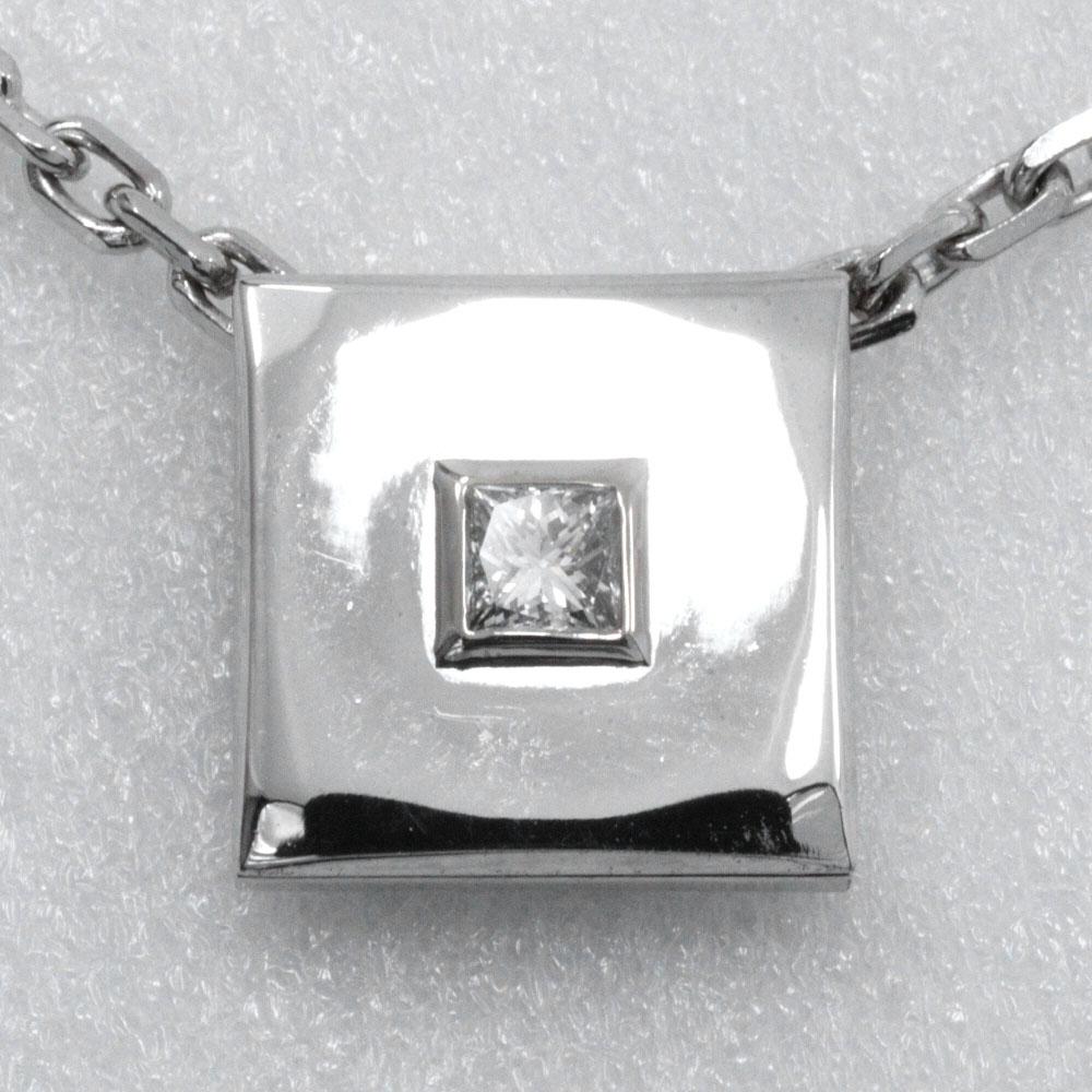 Boucheron Square Necklace 1P diamond K18 white gold/diamond Square 9.2g Women Used