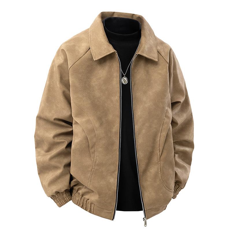 Spring New Couple Style American Retro Brown Lapel Jacket Men Suede Couple Suit Jacket
