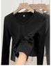 Damen V-Ausschnitt Slim-Fit Langarm-T-Shirt, Neuer Frühling/Herbst Stil mit Raffung an der Taille, Schickes Hot Girl Top, Vielseitiges Basic-Shirt.
