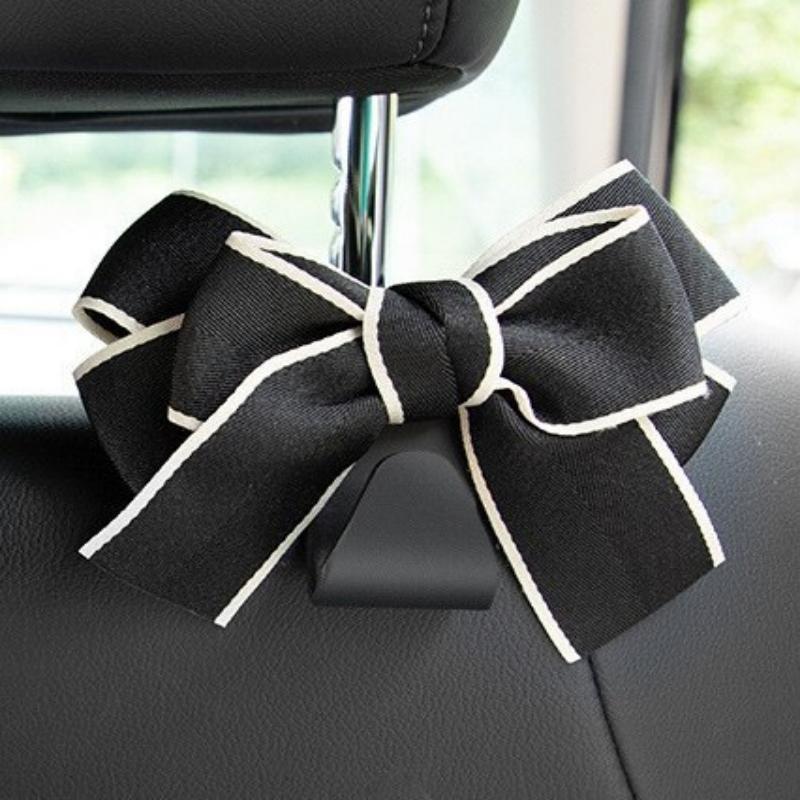 Creative Car Butterfly Bow Hook Multi-functional Backseat Hook For Car Interior Abs+cloth Bow Black Love Butterfly Bow Black Hook