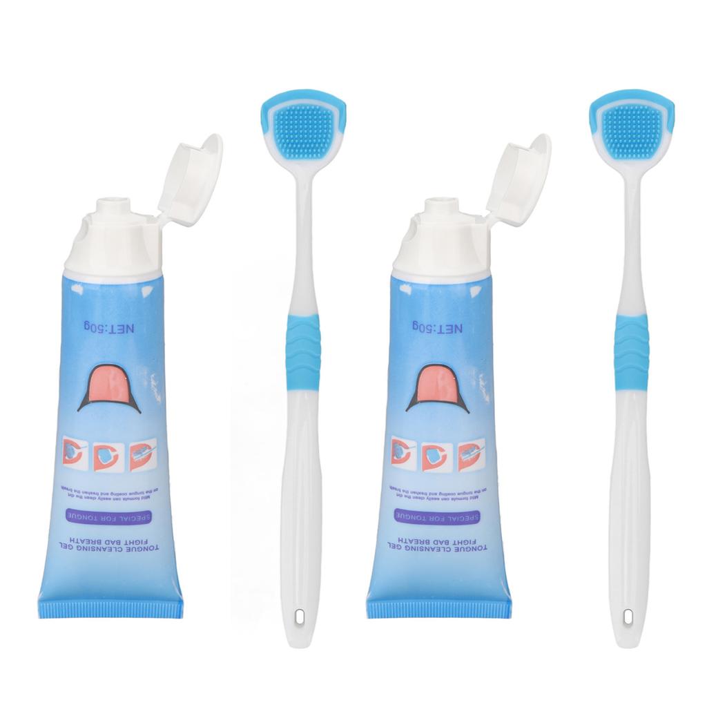 Ensemble de 2 brosses à langue propres pour éliminer la mauvaise haleine et nettoyer en profondeur la langue avec gel