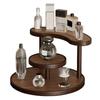 3-Tier Round Wooden Shelf Perfume Organizer Walnut Desktop Storage Rack Cosmetic Display Stand for Vanity Jewelry Skincare Cup