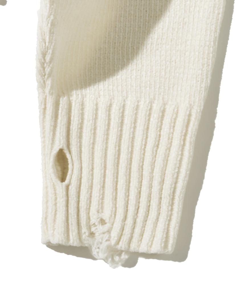 FILLUMINATE (W) Damaged Velvet Crop Knit - Ivory