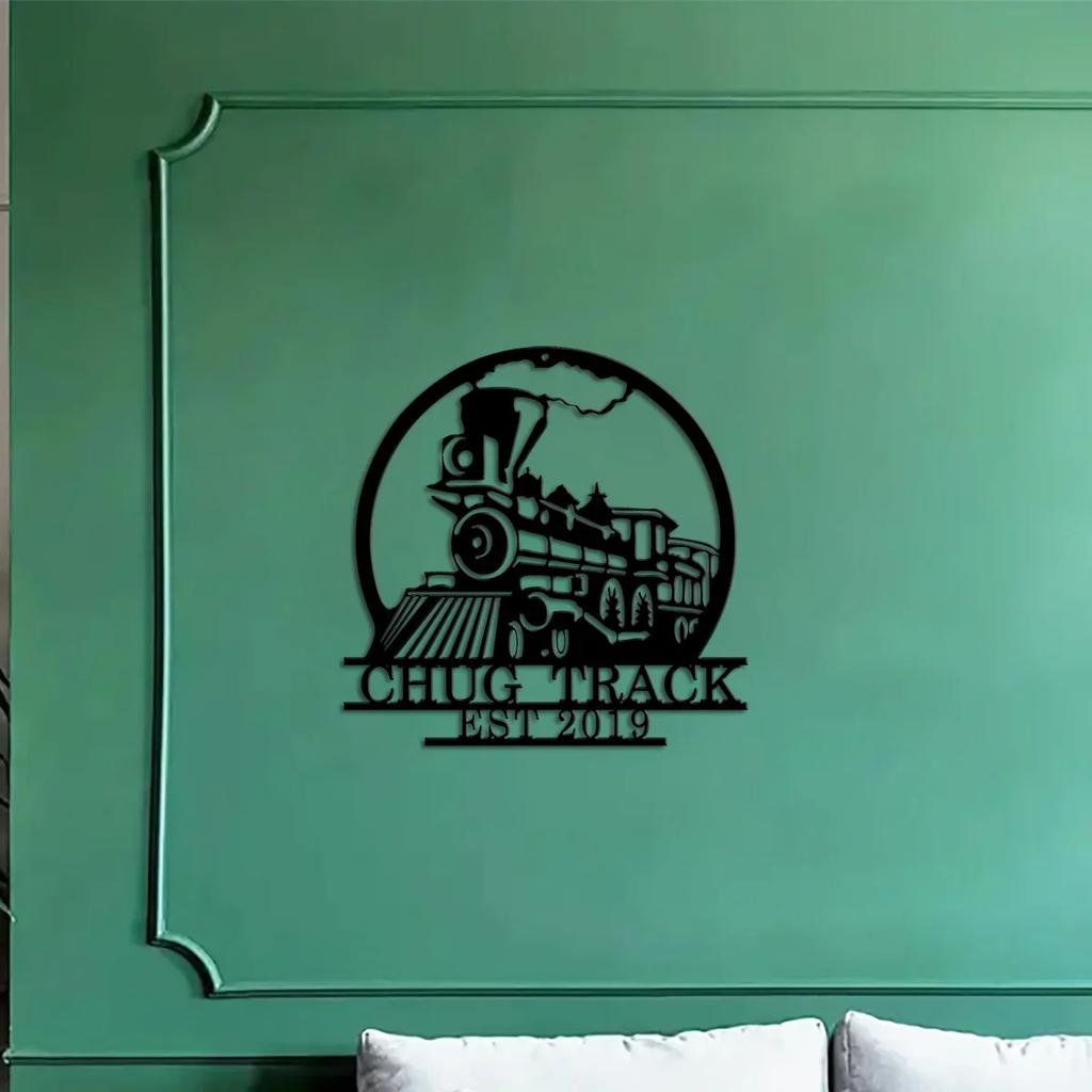 Custom Train Metal Sign, Powder Coated Wall Decor, Personalized Railroad Gift, Indoor Outdoor Rustic Art