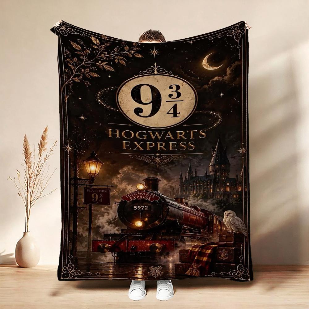 Harry Potter Magical Journey Printed Flannel Blanket Soft Comfortable Fleece Blanket For Living Room Bedroom Study Party Decor Birthday Gift