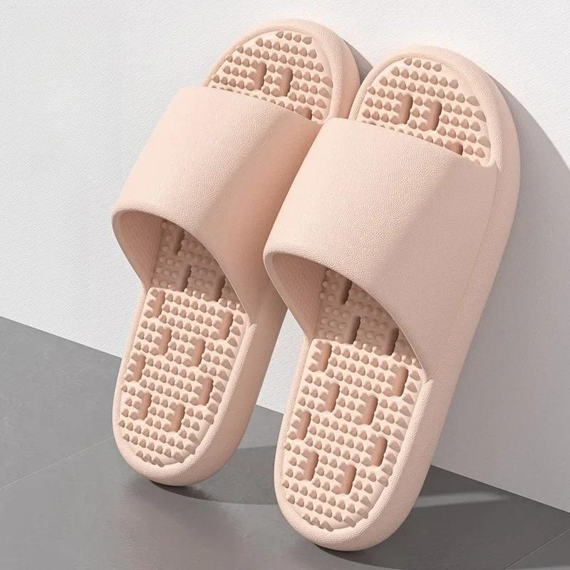 Bathroom bath anti-slip slippers, all-season indoor home leakage quick-drying thick-soled massage breathable cooling slippers