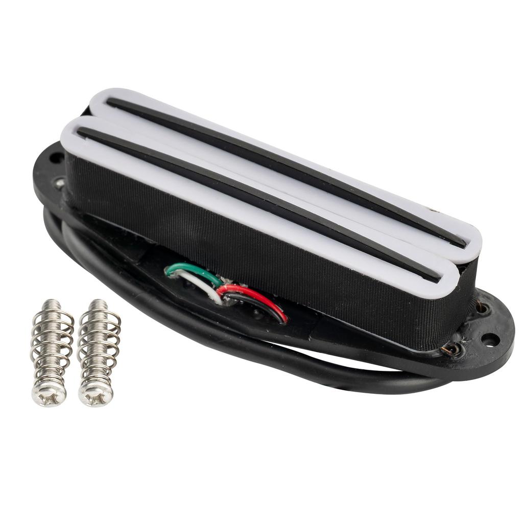 Musiclily Basic HOT RAILS Single Humbucker Pickup for ST Stratocaster and Squier Electric White Body with Black Rails Guitars,