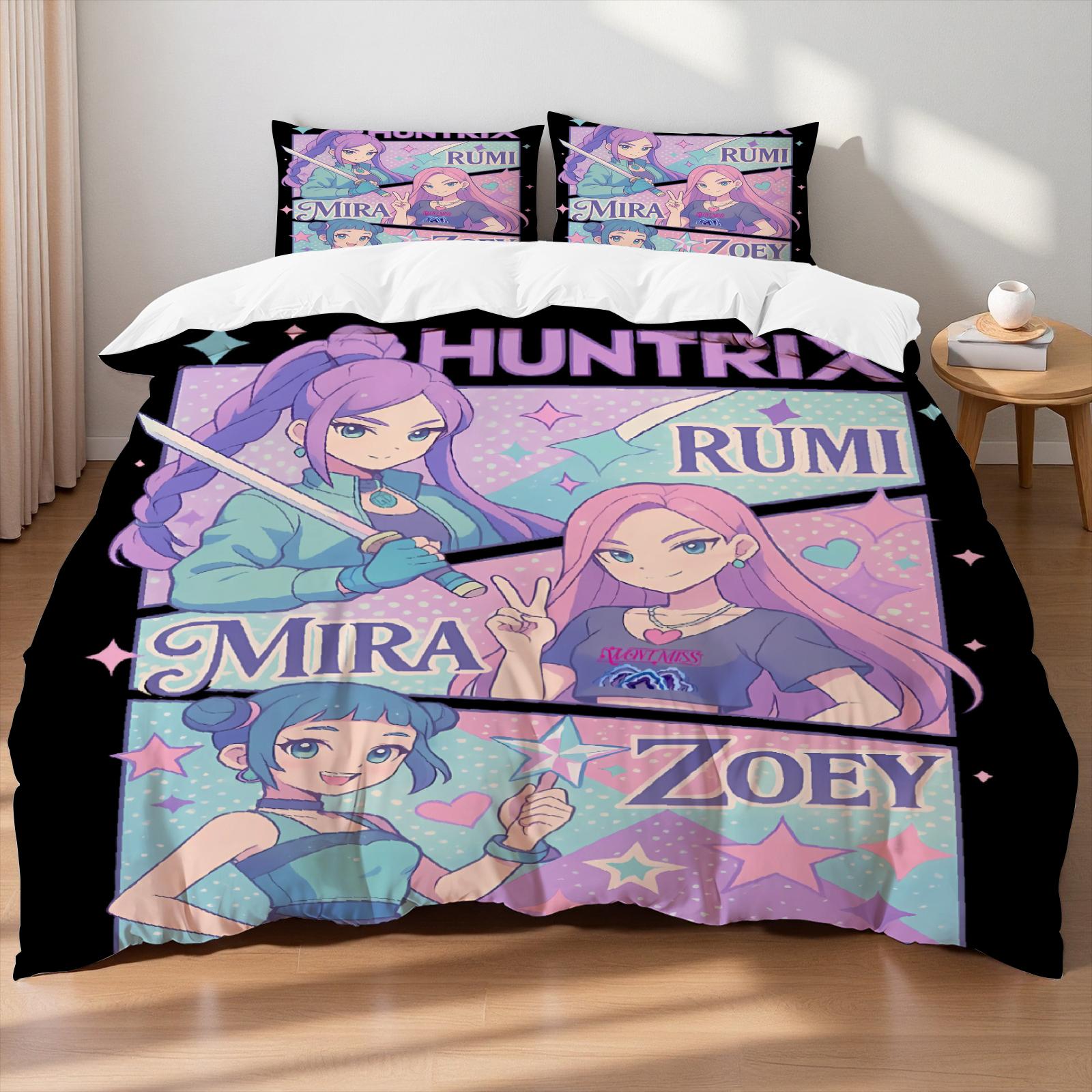 

D-Demon Hunters K-pop Girls Boys Group Printed Coreless Duvet Cover Multi Size Bedroom Dormitory Holiday Bedding Decoration EU Twin(135x200cm)