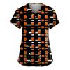 Moda Femenina Monos de Manga Corta con Cuello en V con Bolsillos Tops Estampados de Halloween Ropa
