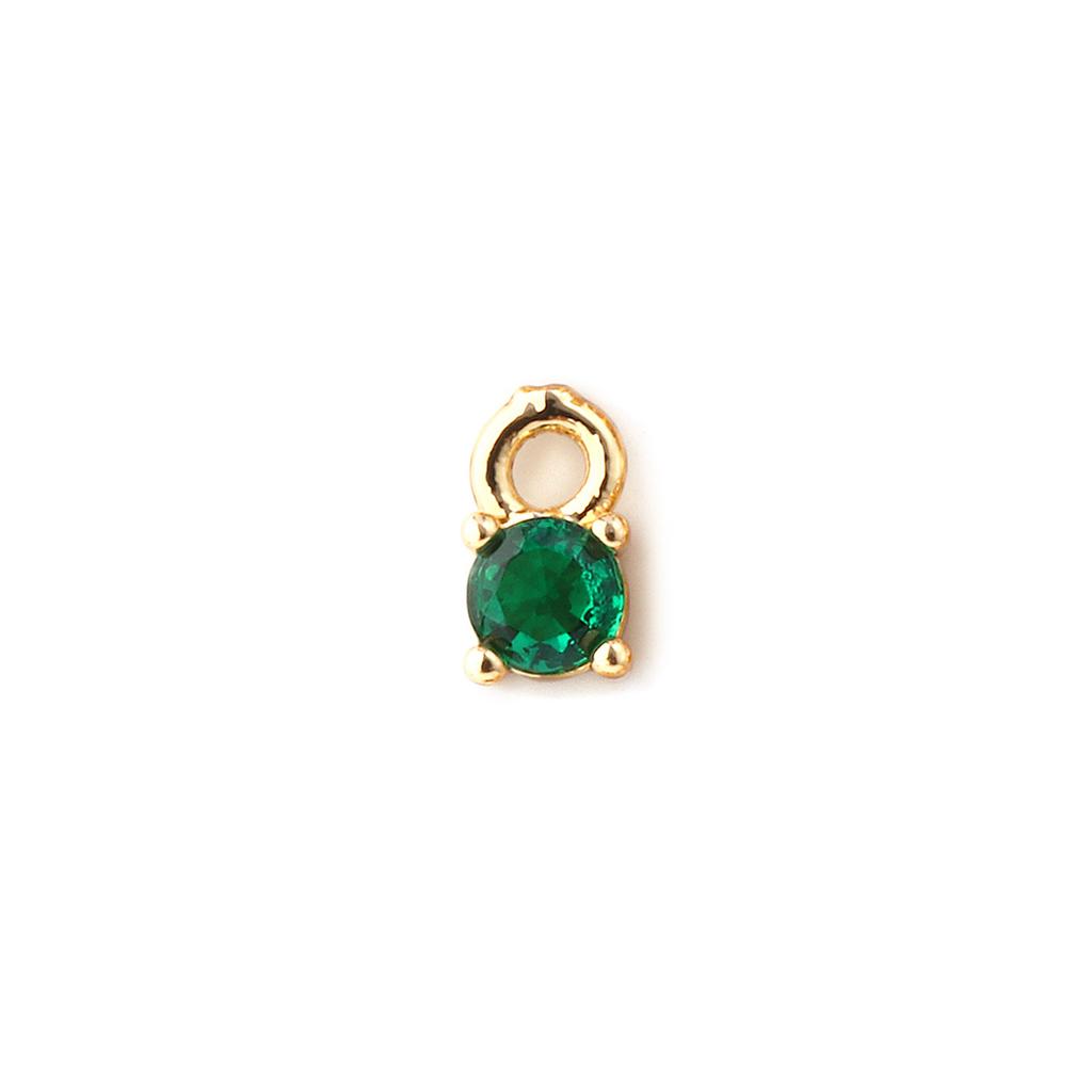 5 PCs Brass & Cubic Zirconia Birthstone Mini Round Charms 18K Gold Plated Pendants For Necklace Bracelet Making 6mm X 3mm
