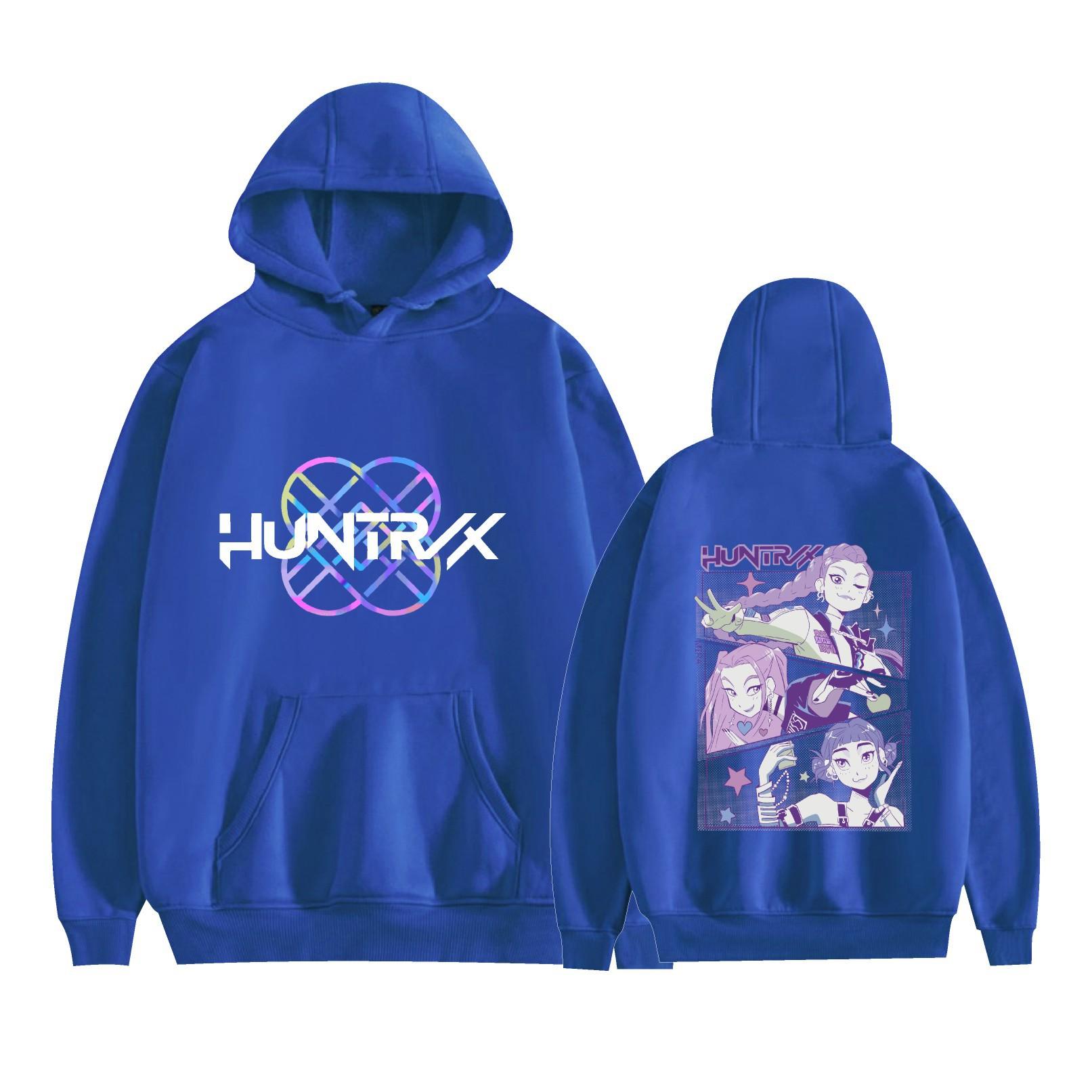 

New Fashion KPop Demon Hunters Hoodies Cartoon Printed Sweatshirts Casual Long Sleeve Tops for Men Women XXS синій