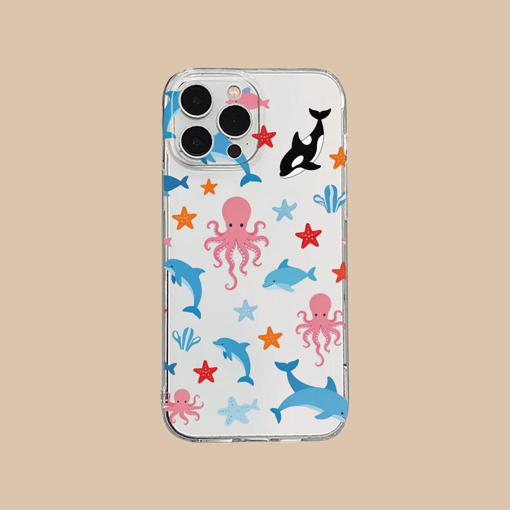 Cute Animes Puppy Kitten Clear TPU Mobile Case for iPhone 17 16 15 14 13 12 11 X XR XS Air Pro Max Plus Mini Colorful Cover