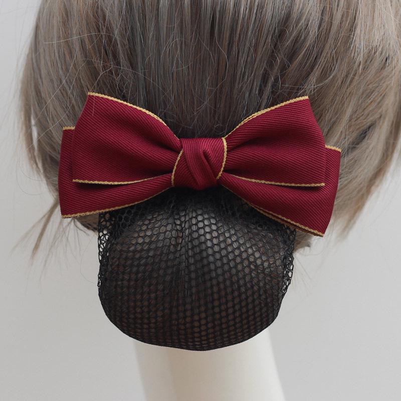 Women's Professional Hair Net Bow Clip for Work: Ideal for Hotel, Bank, Nurse, Flight Attendant, and Updo Styles.