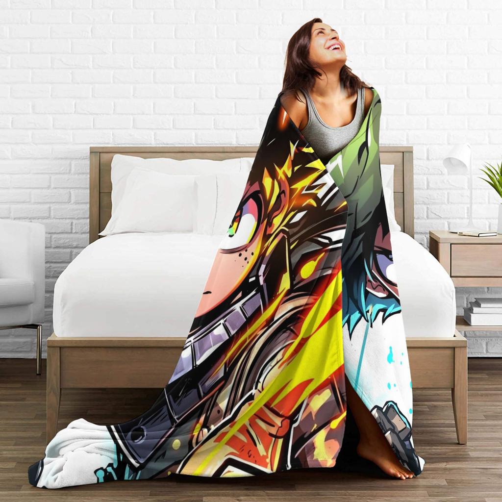 My Hero Academia Fleece Throw Blanket Anime Blanket for Home Office Lightweight Thin Quilt,