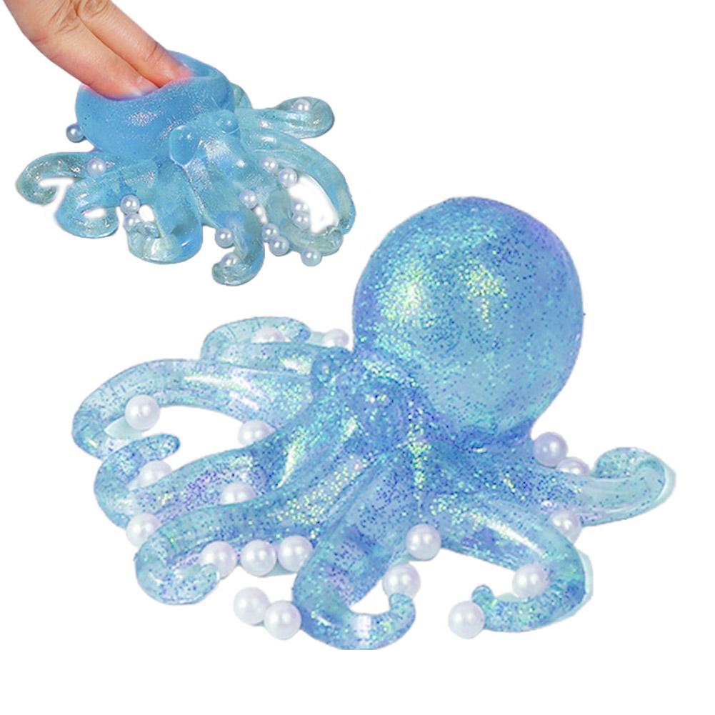 Glitter Octopus Squishy Stress Ball Cute Squeeze Fidget Toy Sensory Anti-Stress Decompression Toy For Kids Adults Gift