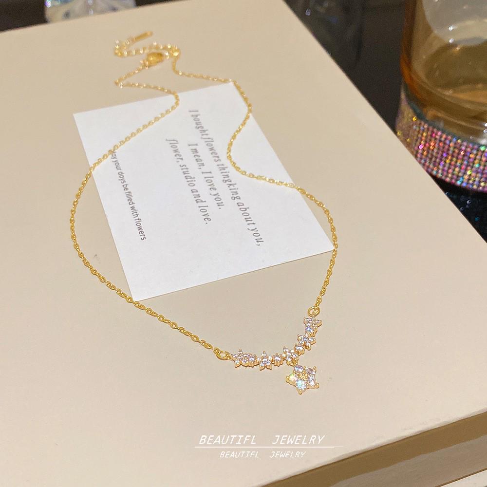 18K Gold Titanium Rhombus Clavicle Chain Necklace - Women’s Trendy Geometric Choker Pendant