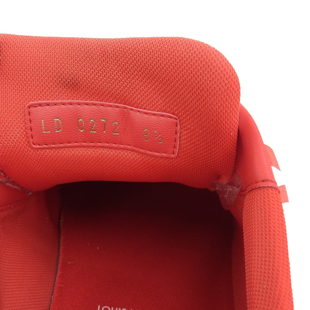 Louis Vuitton LV Trainer Line Sneakers, Leather Shoes, Men's, White X Red, Size 8 1/2, 1AAGYI, Made In 2022 Shoes 8.5 White / redUsed