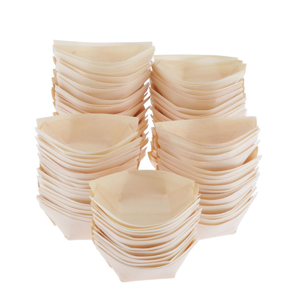 Wood Serving Boats Natural wood Take Out Trays plate bowl tableware 60x50mm