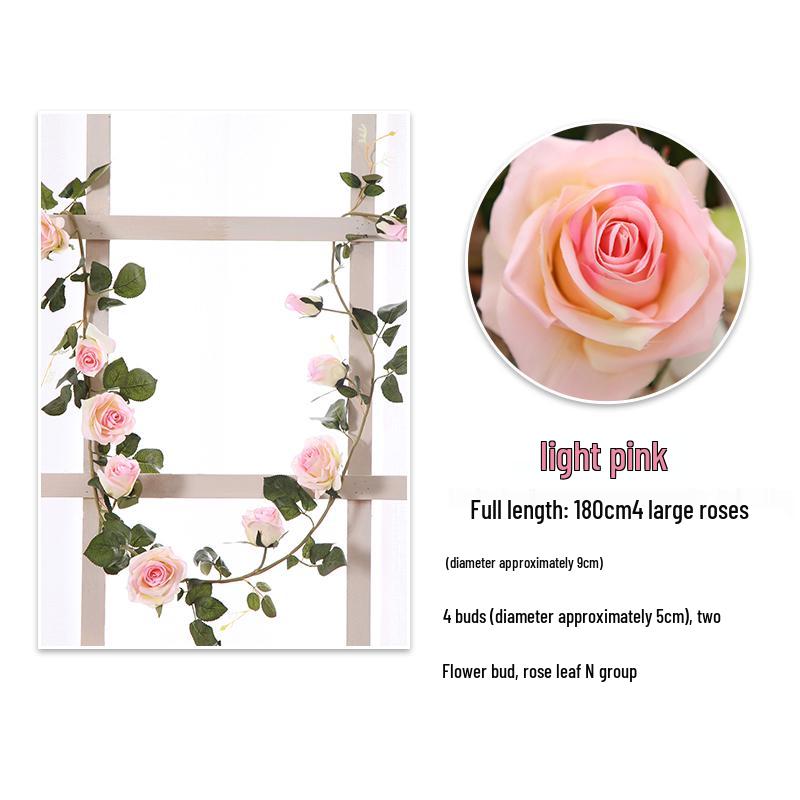 Artificial Rose Vine Ceiling Decor for Air Conditioning Pipe and Hanging Baskets